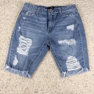 Vervet Shorts Blue Denim High Rise Distressed Pockets Women's Size‎ Small